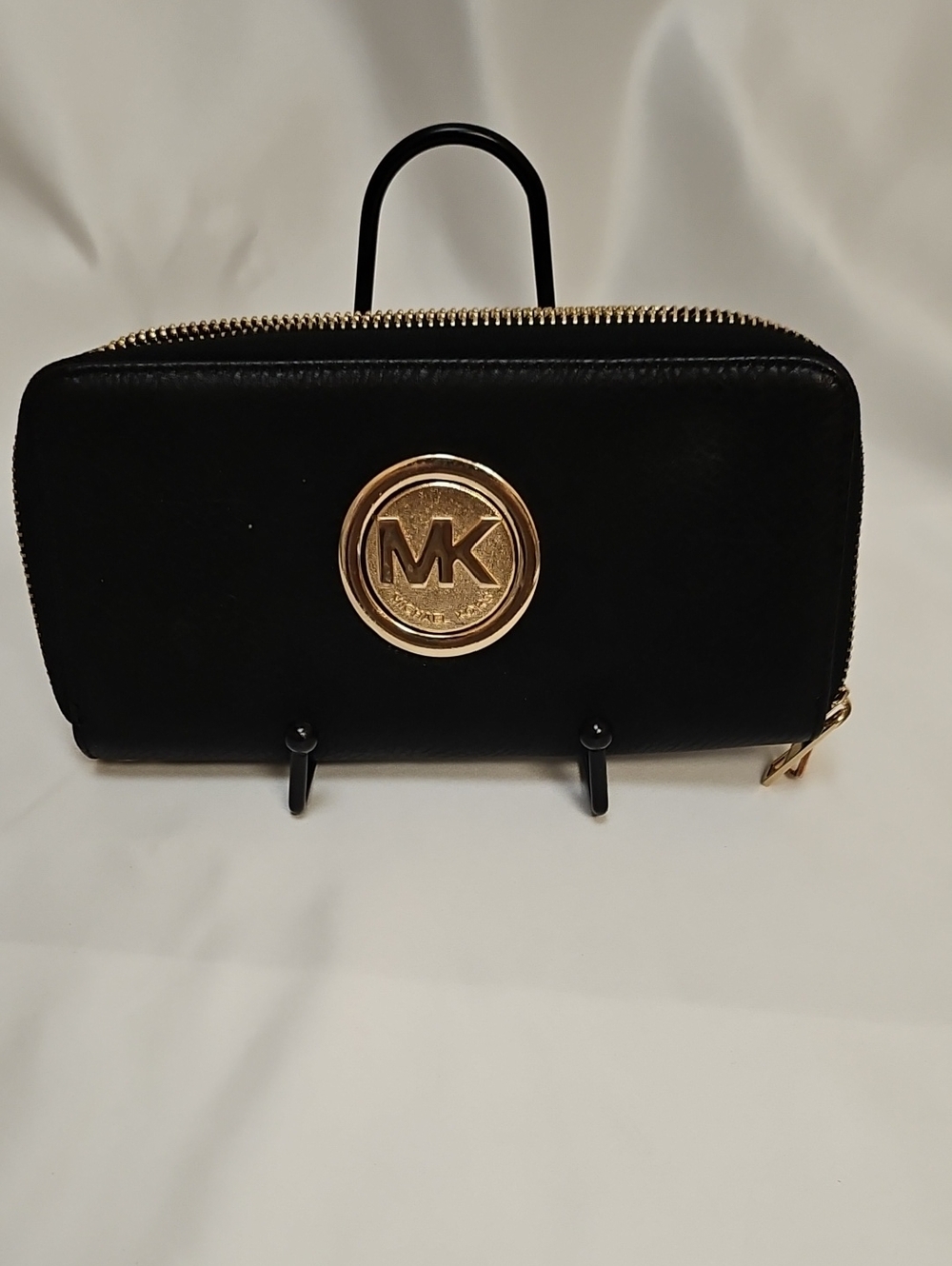 Michael Kors Black Wallet with Gold MK Medallion
